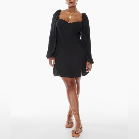 Aritzia Wilfred Novella Puff Long Sleeve Mini Dress in Black - Picture 2 of 12